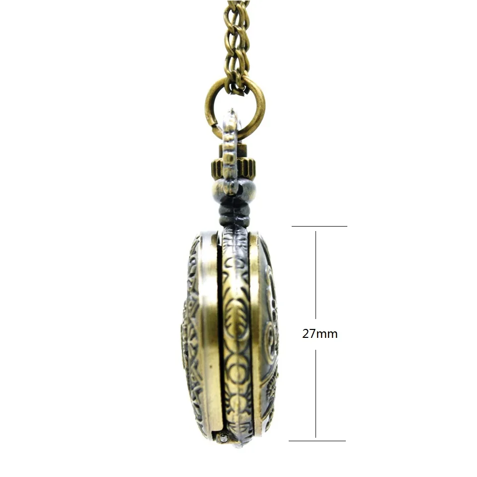 3014) Викторианский стиль винтажная бронзовая филигрань карманные часы ожерелье, 2,7 см 12 шт/партия