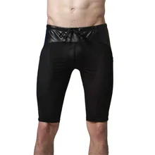 2016 new men’s sexy underwear trousers hot pants breathable mesh lenceria 3 o clock fitness tight porno men’s Shorts