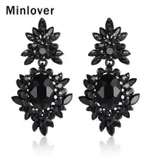 Висячие серьги Minlover с черными кристаллами для женщин Эффектные