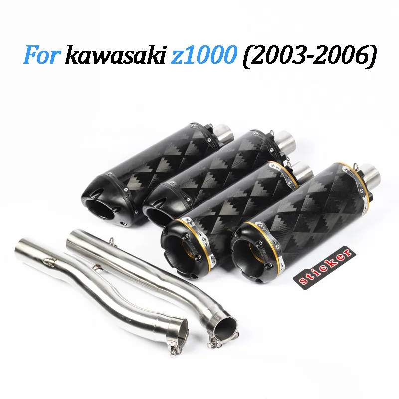 

Motorcycle exhaust pipe Slip On Mid Pipe Set Race Exhaust for two brother fit For Kawasaki Z1000 2003 2004 2005 2006
