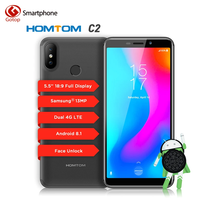 HOMTOM C2 MT6739 4 ядра 5 дюймовый HD + Экран смартфон 2 Гб Оперативная память 16 Встроенная