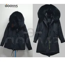 Зимние Для женщин длинное пальто плащ пальто ветровка/Тренч, черный большой меховой воротник Шуба/длинная парка