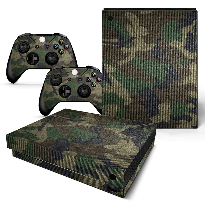 

Green Camo protective skin sticker for Xbox one X console and conctroller