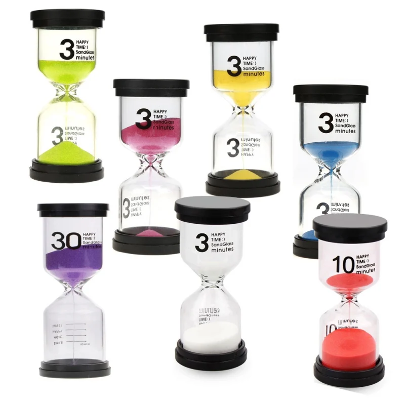 

Home Decoration Colorful Glass Hourglass Timer Clock 3/5/10/30 Minutes For Kids Hourglass Sand Clock Teeth Brush Timer Shower