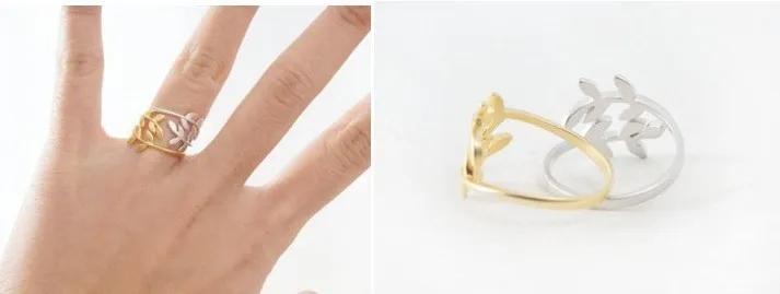 Модные цвета: золотистый, серебристый классические листья любовь мелких товарных листьями кольцо для самозащиты для Для женщин ювелирные изделия аксессуары