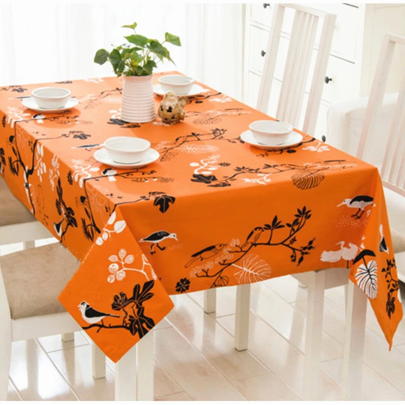 

Orange Bird Environmental Table Cover Nordic Simple ins Style household cotton canvas tablecloth Wedding party decoration