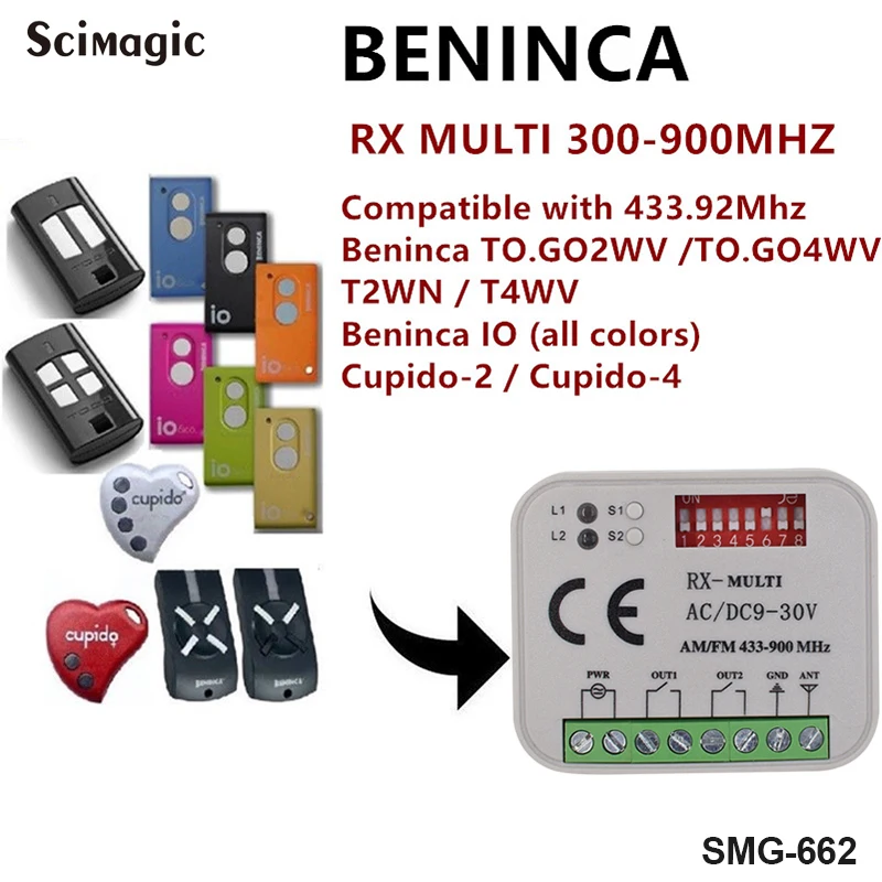 Приемник гаражных ворот 300 900 МГц AC DC 9 30 в приемник подходит для BENINCA BERNER HORMANN MARANTEC