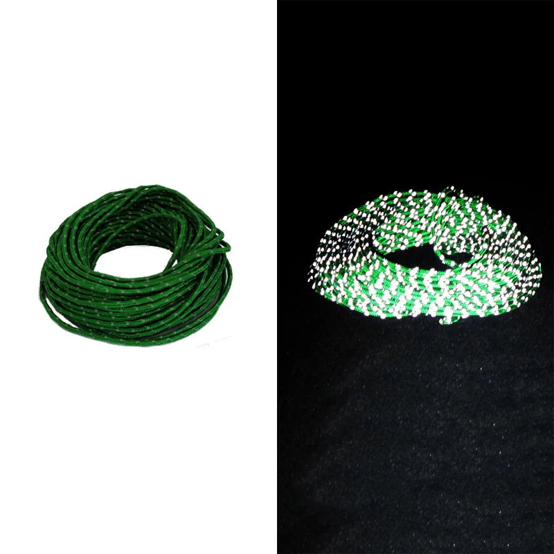 

2.5mm 15.24m Luminous Outdoor Camping Tent Awning Reflective Rope Runners Guy Line Cord Paracord Parachute Travel Kit Equipment