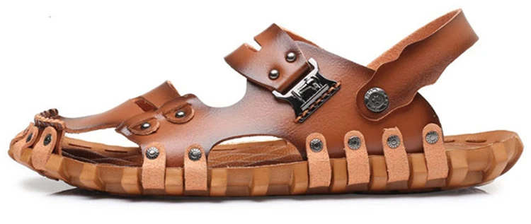 Взрывные Модели мужская пляжная обувь 2019 Новые Летние босоножки модные Повседневное сандалии Баотоу Британский дышащая перфорированная