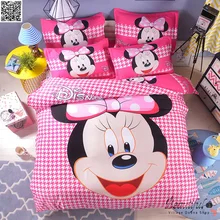 Комплект постельного белья с Микки Маусом и Минни Маус, двойной пододеяльник, наволочки, 3 шт., новинка