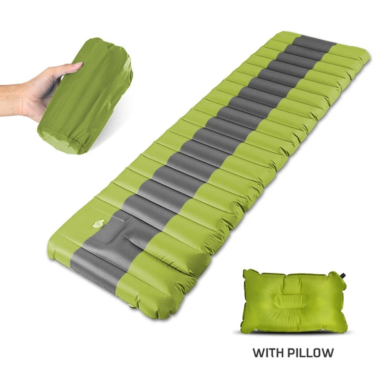 Самонадувающийся кемпинговый надувной коврик для сна, коврики для улицы, влагостойкий надувной матрас, плавающий коврик для бассейна - Цвет: Зеленый