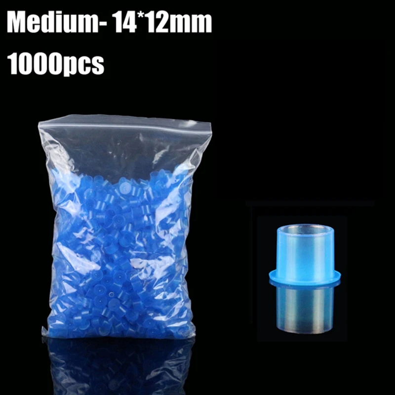 14mm Tattoo Inkcups Caps 1000pcs Plastic Tattoo Pigment Ink Cup Selfstanding Large Size Blue