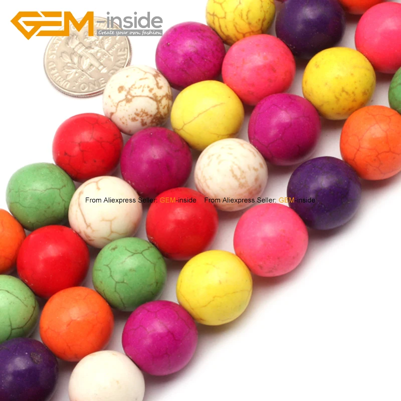 

Round Mixed-Color Howlite Beads For Jewelry Making 14mm 15inches DIY Jewellery Free Shipping Wholesale Gem-inside