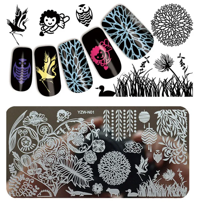 new Lace Flower Animal Pattern Nail Stamping Plates Nail Art Stamp Stamping Template Image Plate Stencil Nails Tool