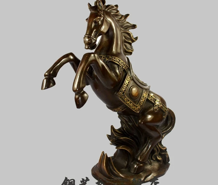 

13'' China Fengshui Pure Bronze Zodiac Horse Lucky Figurine Statue