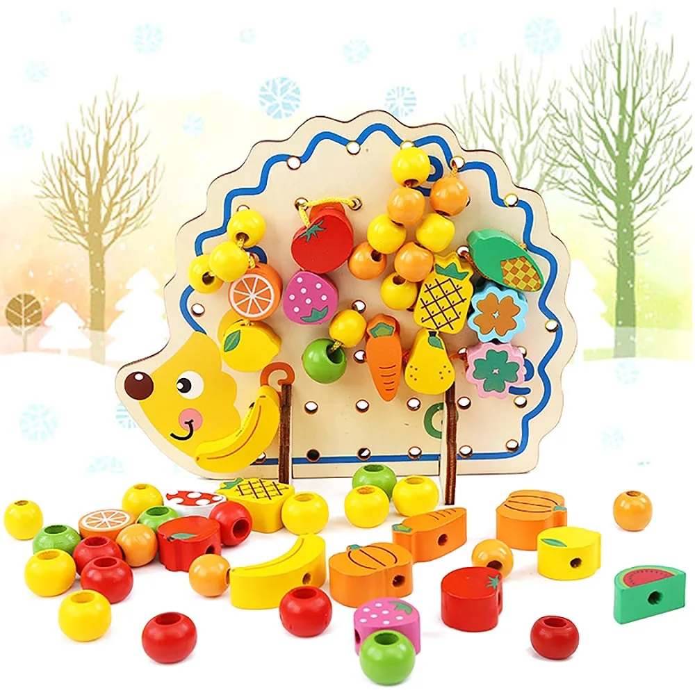 Blocos 1 conjunto criativo ouriço madeira 1 : Wood Hedgehog Toy