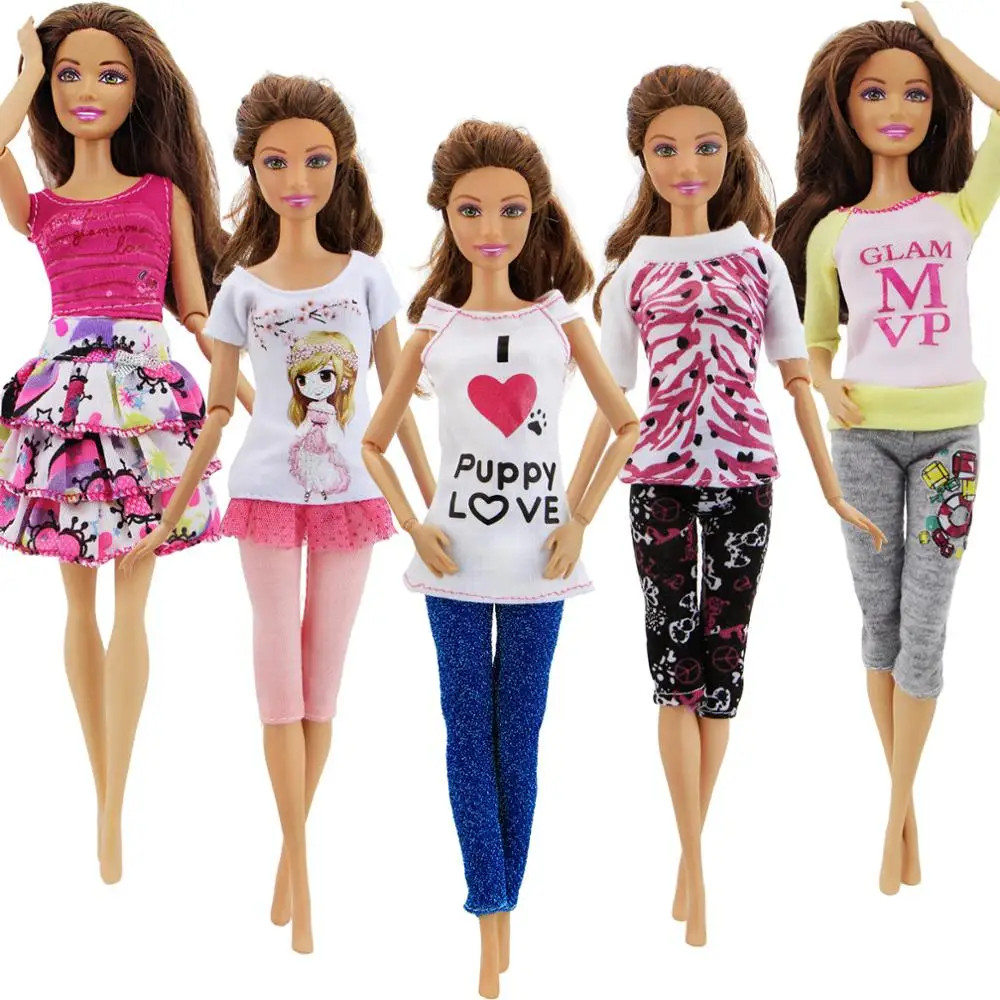 5 Set Handmade Fashion Outfit Daily Casual Wear Blouse Shirt Vest Bottom Pants Skirt Clothes For Barbie Doll Accessories Gift 5 Set Handmade Fashion Outfit Daily Casual Wear Blouse Shirt Vest Bottom Pants Skirt Clothes For Barbie Doll Accessories Gift