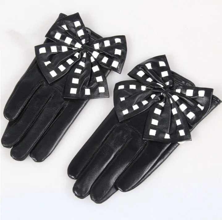 Spring And Autumn Women's Fashion Big Bow Gloves Female Genuine