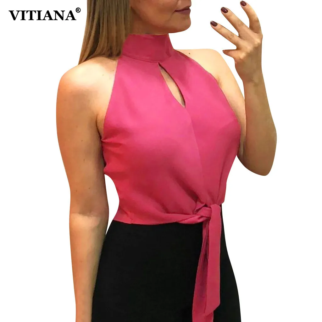 VITIANA Women Formal Sexy Black Blouse Summer 2019 Female Sleeveless Halter Hollow Out Sexy Blouses Womens Casual Beach Shirts VITIANA Women Formal Sexy Black Blouse Summer 2019 Female Sleeveless Halter Hollow Out Sexy Blouses Womens Casual Beach Shirts