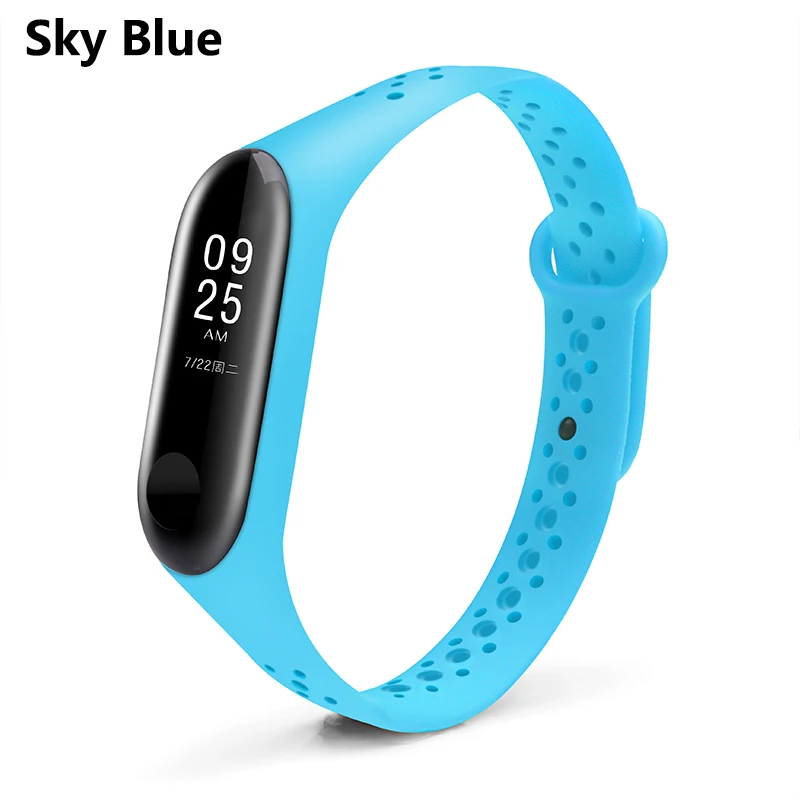 Sky blue BOORUI для xiaomi mi band 3 ремешок спортивный mi band 3 аксессуары дышащий m3 ремешок на запястье умная электроника носимые устройства - Цвет: Sky blue
