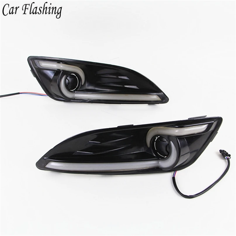 

Car Flashing style For Ford Fiesta 2013 2014 2015 2016 LED DRL Daytime Running Light Daylight yellow turn Signal Styling light