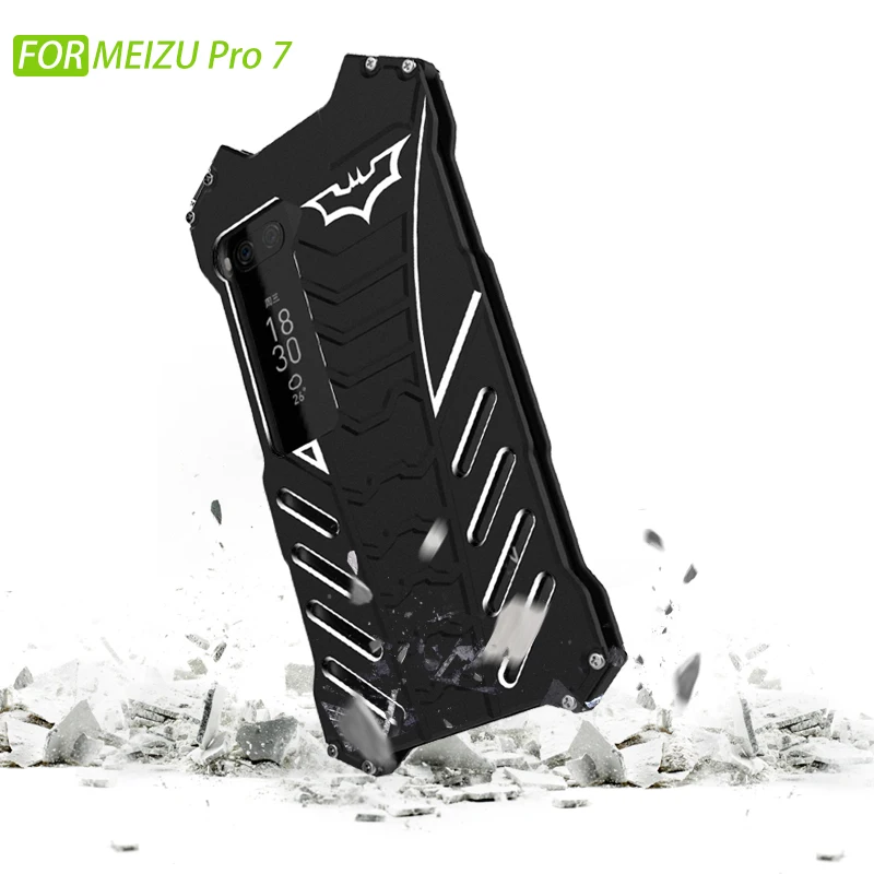 Для Meizu Pro 7 чехол Роскошный Бэтмен 3D Тонкий Алюминиевый металлический бампер Рамка Жесткий Броня защитный противоударный чехол для телефона