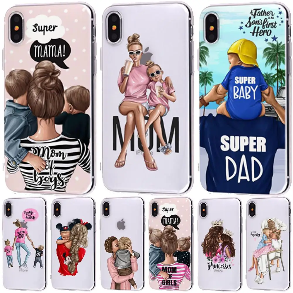 Fashion Black Brown Hair Baby Mom Girl Queen 01 Case For iPhone X XS Max XR 8 7 6 6s Plus 5 5s SE Silicone Woman Phone Cover |
