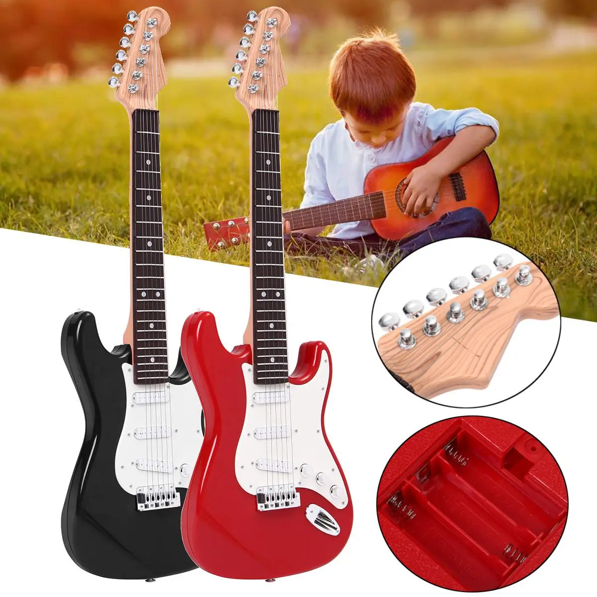 

25 Inch Electric Guitar Acoustic Musical Toy Instrument Early Learning Music Toy Electric Stringed Instrument Children Kids Gift
