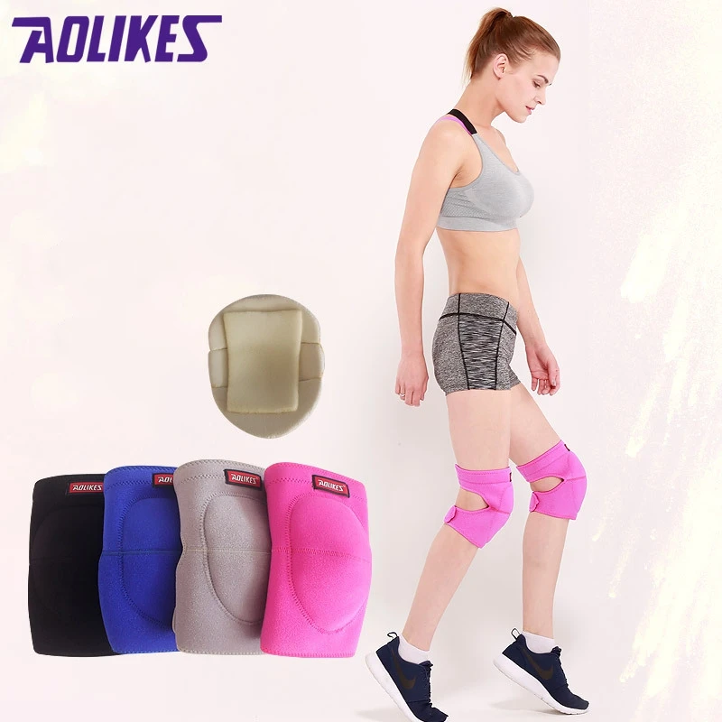 AOLIKES 2 قطعة/الوحدة الكرة الطائرة الركبة منصات سمكا الإسفنج الرياضية دعم نيبادس ل كرة السلة الرقص joelheira rodilleras حامي