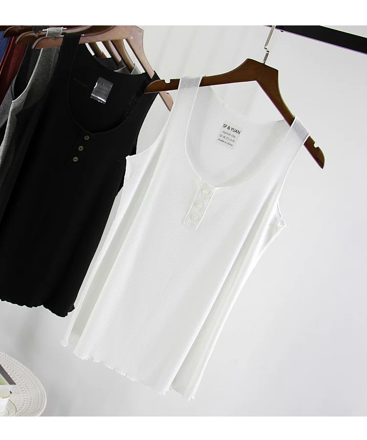 D00575 white Ruched Лето Фитнес Танк Топы женские без рукавов Круглый вырез Кнопка Футболка женские вязаные топы без рукавов тонкие футболки женская одежда - Цвет: D00575 white