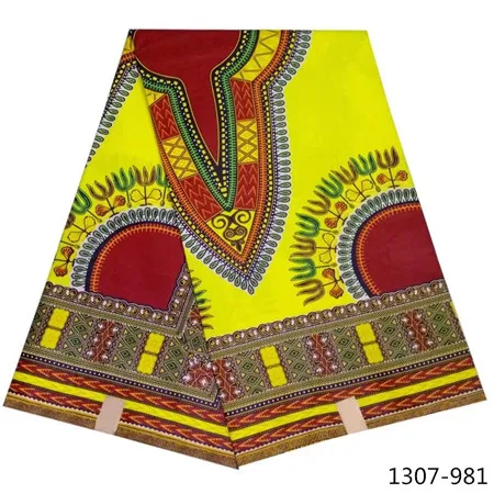 Полиэстер воск принты ткань Анкара воск ткань Высокое качество 6 ярдов африканская ткань для вечерние платья 1307-103 - Цвет: 1307-981