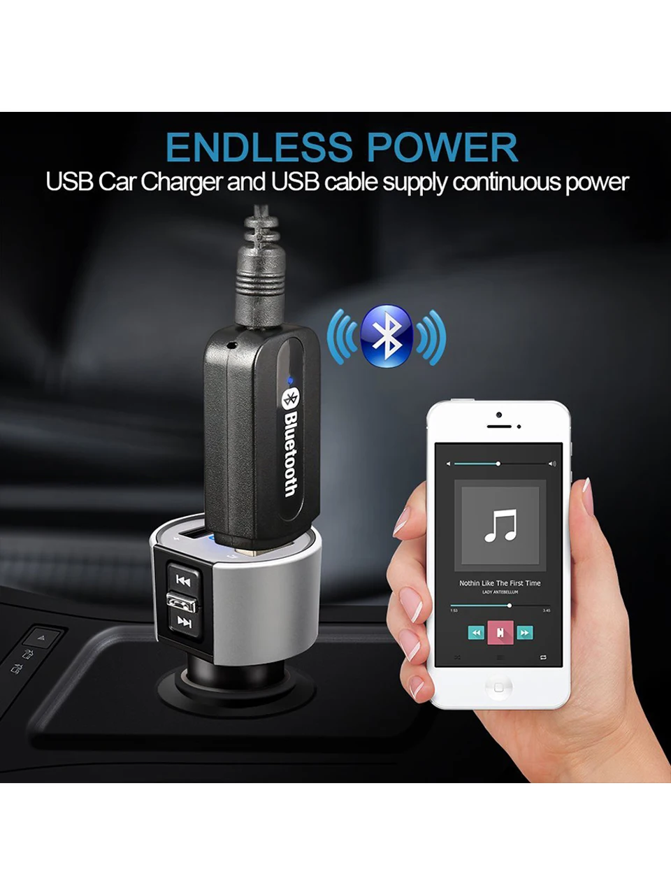 USB мощность 3,5 мм AUX беспроводной Bluetooth автомобильный комплект музыкальный приемник аудио кабель для динамика автомобиля радио mp3-плеер