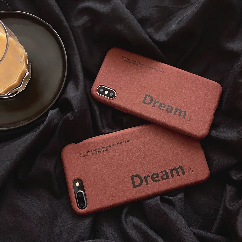 

Retro Art Cartoon Letter Korean Phone Case For iPhone 7 7 Puls 6 6S 7 8 Puls X XS Max XR Cases Wine red TPU Soft Cover Coque