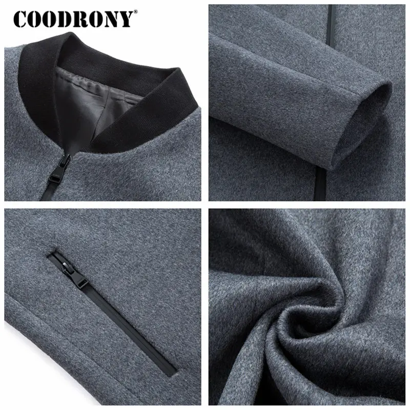 COODRONY, Мужское пальто, зимнее, толстое, теплое, шерстяное пальто, Мужская одежда,, приталенное пальто, воротник-стойка, куртка для мужчин, пальто для мужчин, s пальто, C03