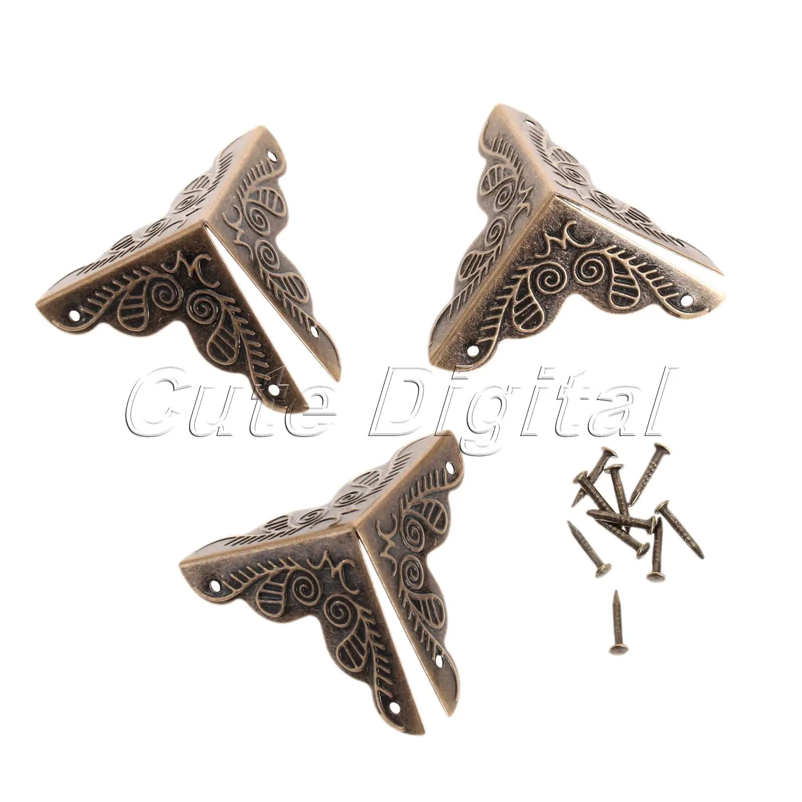 12pcs 25x25mm Iron Wooden Luggage Case Box Corners Brackets Antique Jewelry Box Case Decorative Corner Protector Guard w/Srews