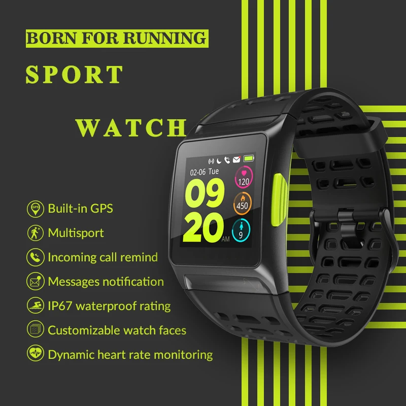Смарт часы спортивные GPS IP67 Водонепроницаемый ips экран Multisport наручные для мужчин