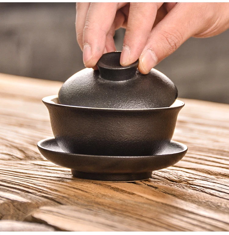 TANGPIN Черный Японский керамический заварочный чайник Gaiwan, чайная чашка, керамические чайные наборы, чайный набор кунг-фу 100 мл