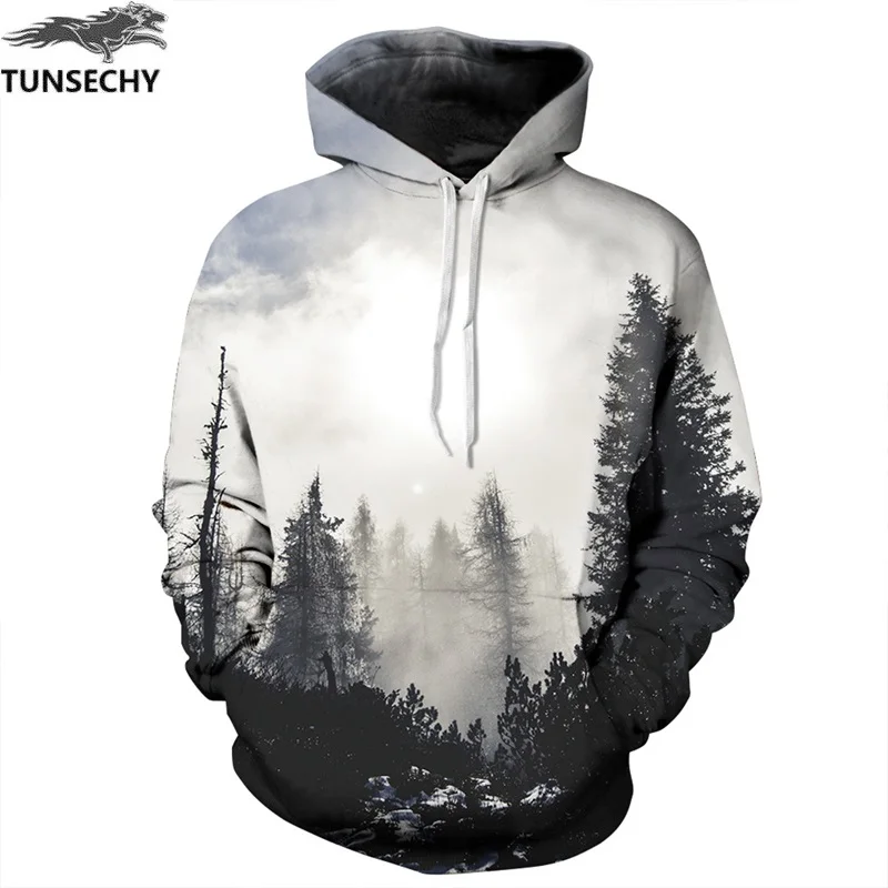 

TUNSECHY Fashion Autumn Winter Men/women Sweatshirts With Hat 3D Print Trees Hooded Hoodies Wholesale and retail free shipping