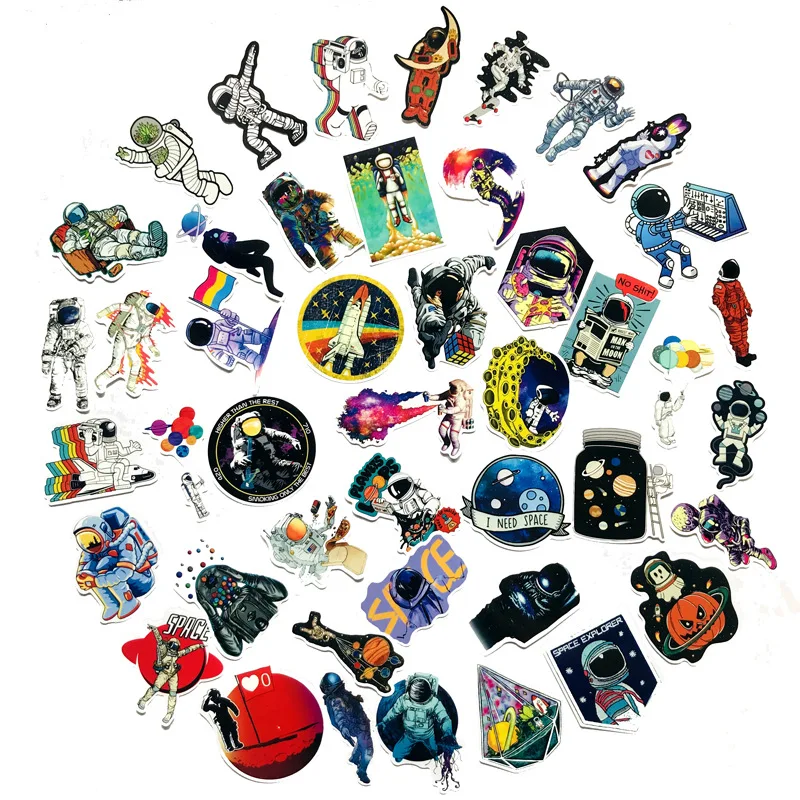 [NEW]     50pcs Spaceman Astronaut Graffiti Sticker Cosmic Kid Toy Sticker Skateboard Guitar Luggage Trolley Case Sticker