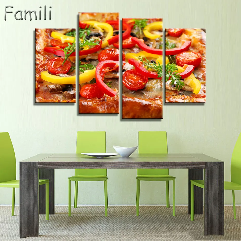 

4pcs Home Decoration Print Poster Various Food Unframed Photo Wall Art Vegetables Fruit Bread Meat Pattern For Kitchen Wall Deco