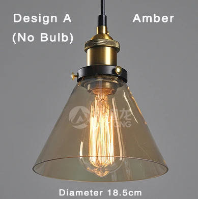 Современный подвесной светильник s Американский Янтарный стеклянный шар подвесной светильник E27 Edison светильник для столовой кухни домашний декор простая лампа - Цвет корпуса: Amber Design A