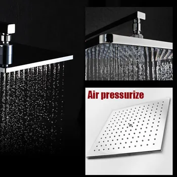 

High quality brass material square 10 inch air pressurize chrome plated shower head bathroom rain shower fixture
