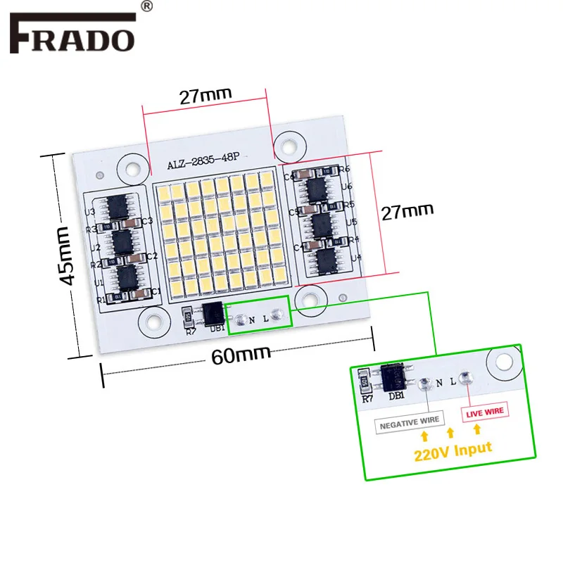 DIY светодиодный SMD чип лампа 20 Вт 30 50 светильник 185 В 240 220 вход непосредственно