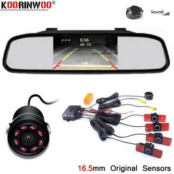 

Koorinwoo Parktronic 2.4G Original 16.5mm Car parking Sensor 4.3 Monitor Mirror Rear view Camera Back up Reversing For Vehicle