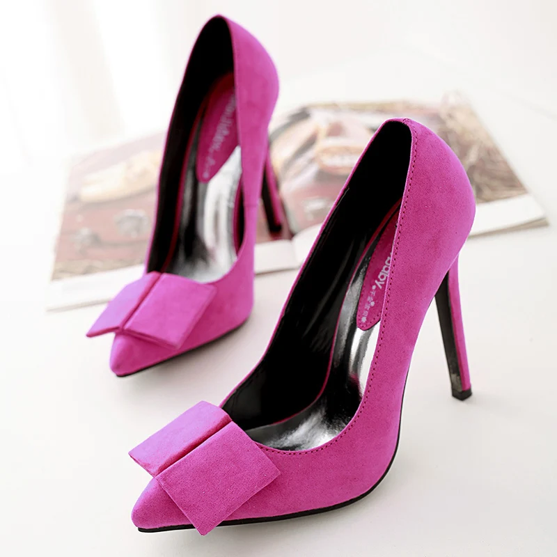 

2017 Spring Sexy Girl Rose Fashion Square Faux Suede Thin High Heels Women Pumps Sandals Pointed Toe Woman Wedding Shoes