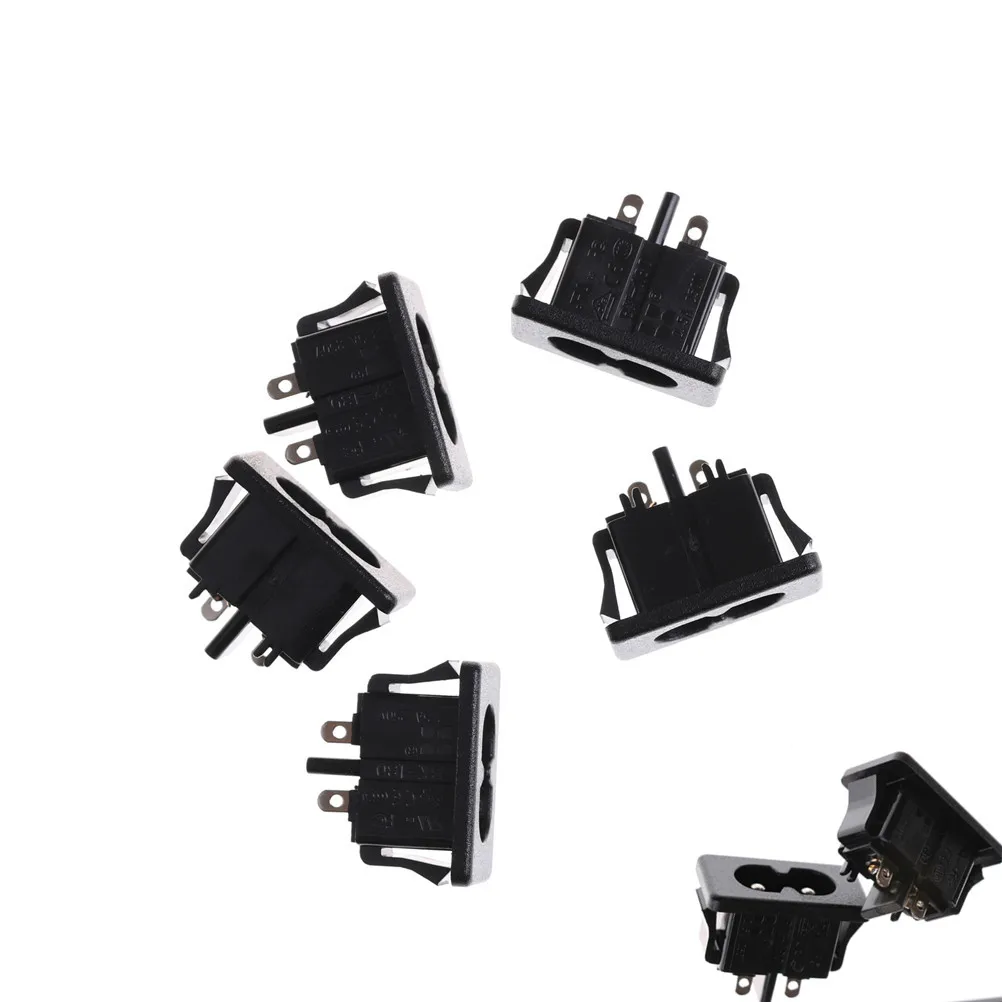 

5pcs/lot Black AC250V 2.5A IEC320 C8 Male 2 Pins Power Inlet Socket Panel Embedded Wholesale