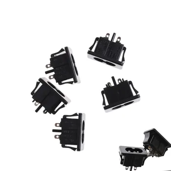 

5pcs/lot Black AC250V 2.5A IEC320 C8 Male 2 Pins Power Inlet Socket Panel Embedded Wholesale