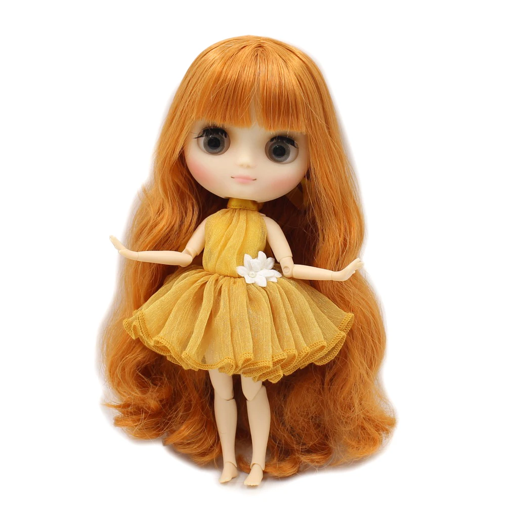 Кукла blyth middie 1/8 20 см матовая с матовым лицом шарнирное тело волосы оранжевого