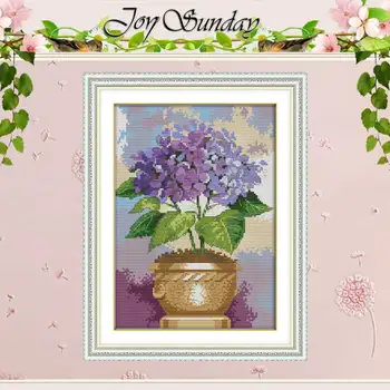 

Purple floret counted Cross Stitch 11CT 14CT counted Cross Stitch Set DIY flower Cross-stitch Kit Embroidery Needlework