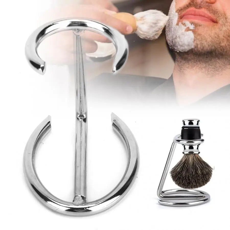 

Beard Brush Men Shaving Brush Stainless Steel Stand Razor Holder for Salon Home Travel Use Shave Brush